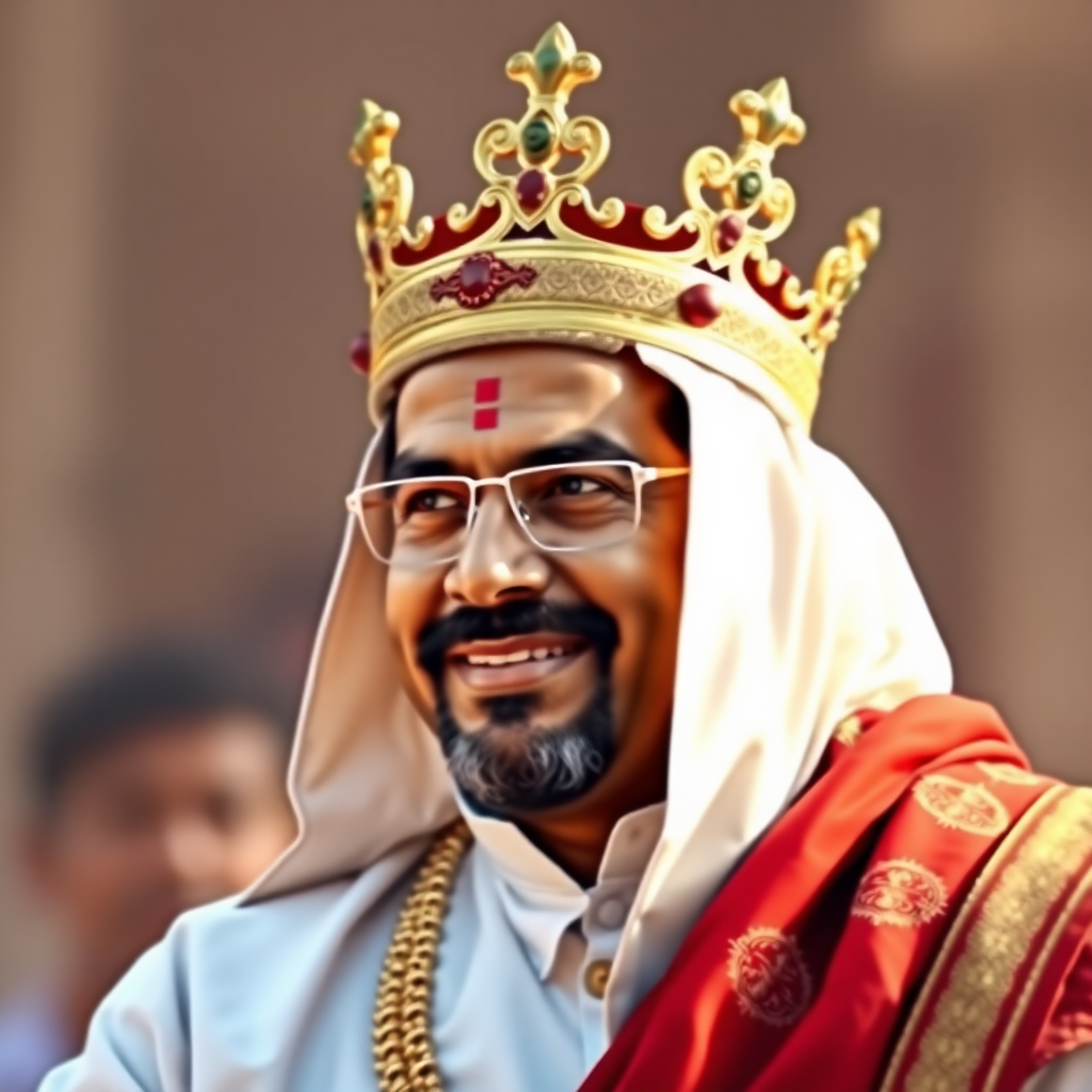 Create an Image of Arvind Kejriwal - a Former Delhi Chief Minister as a King.