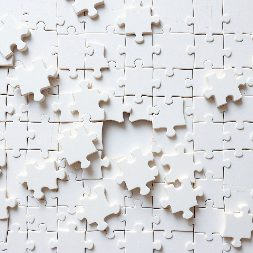 UHD, 4K, UHD, 4k, ultra detailed, stock image, assembling a puzzle of white pieces