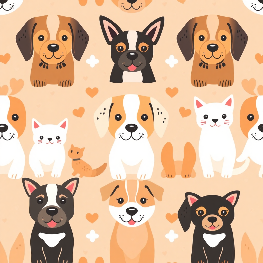 a dog and cat seamless pattern design tile for kids fabrics