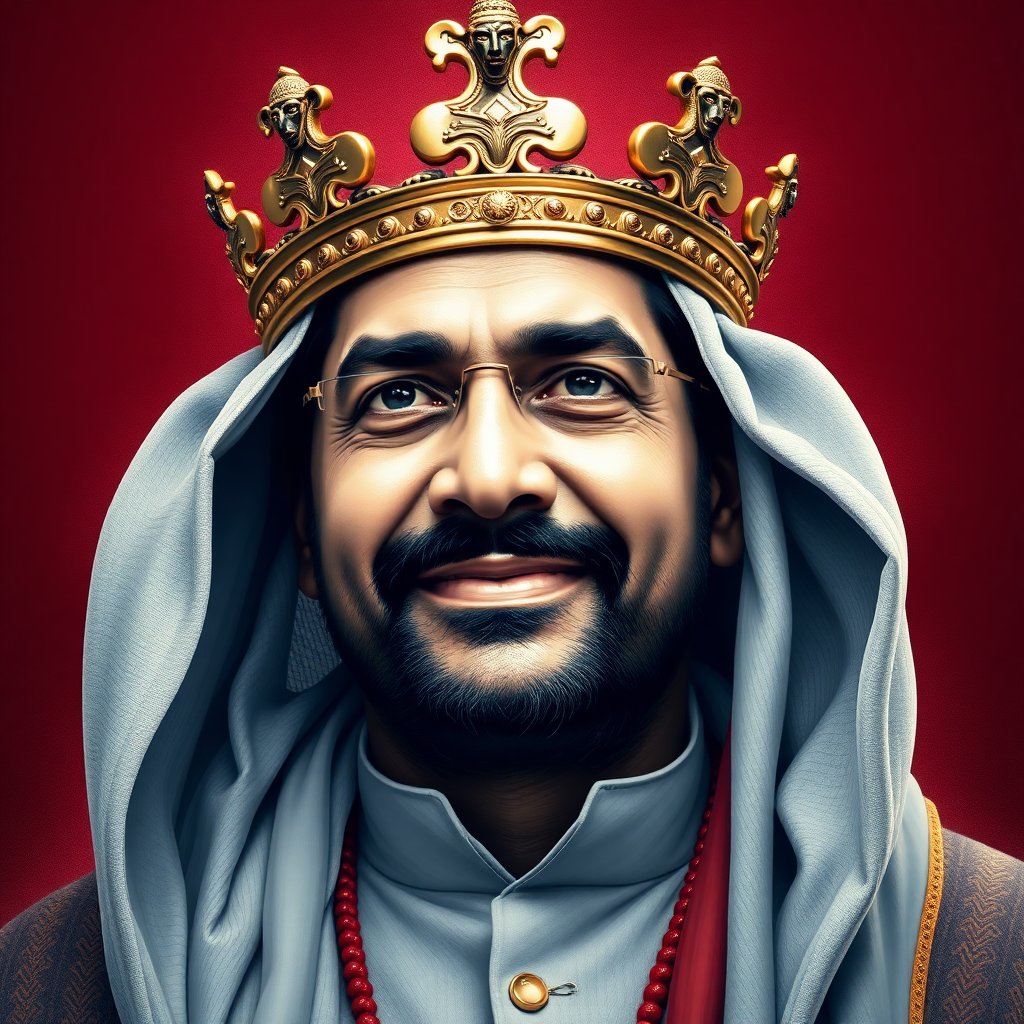 Create an Image of Arvind Kejriwal - a Former Delhi Chief Minister as a King.