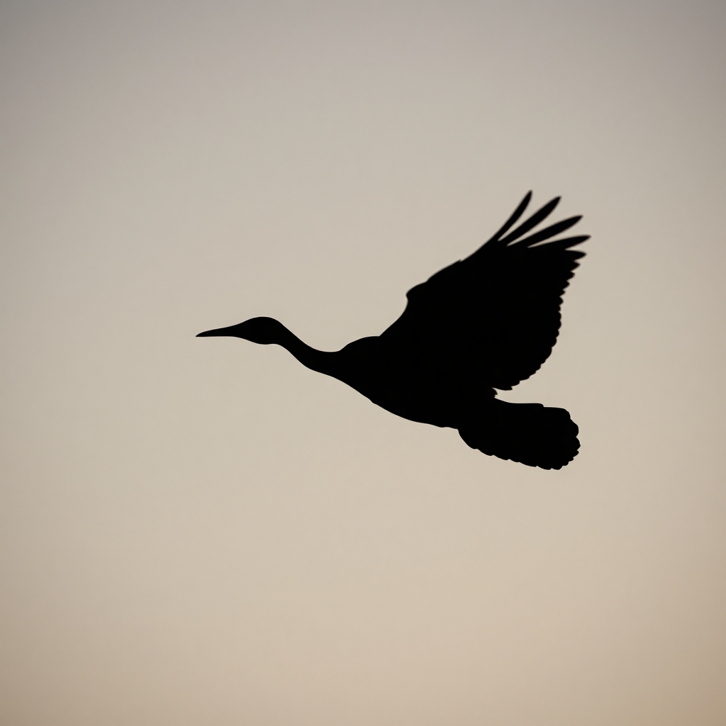 A silhouette of a bird in flight